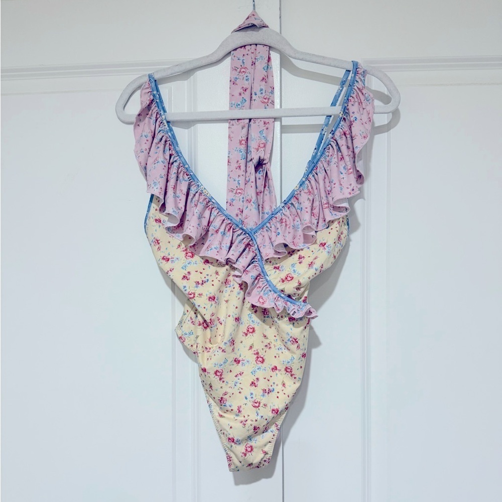 LoveShackFancy One Piece Swimsuit with tie sz S like new - Picture 4 of 5